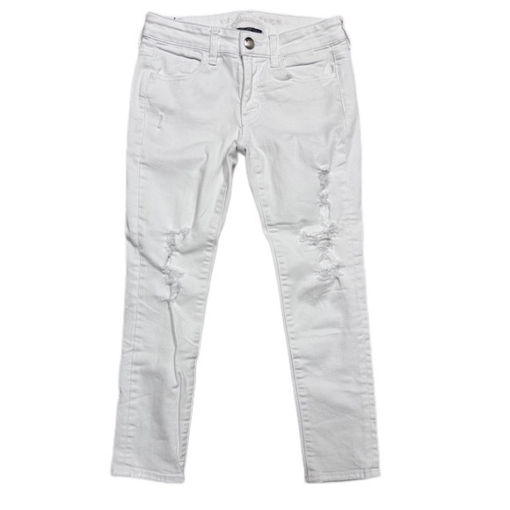 American Eagle Super Super Stretch Distressed Skinny White Womens 4 Regular